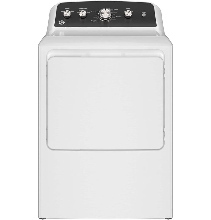 GE - 7.2 Cu. Ft. Gas Dryer with Auto Dry - White with Matte Black