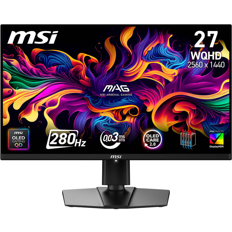 MSI - MAG 271QP QD-OLED X28 27" Quantum Dot OLED QHD 280Hz 0.03ms FreeSync Gaming Monitor (DisplayPort HDMI USB) - Black