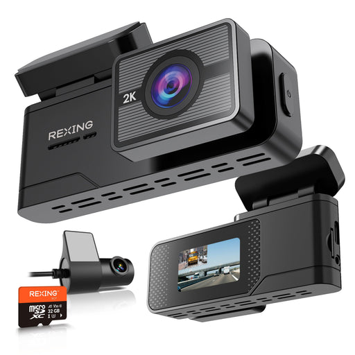 Rexing - C2  2K Front + 1080p Rear Dash Cam with Wi-Fi - Black