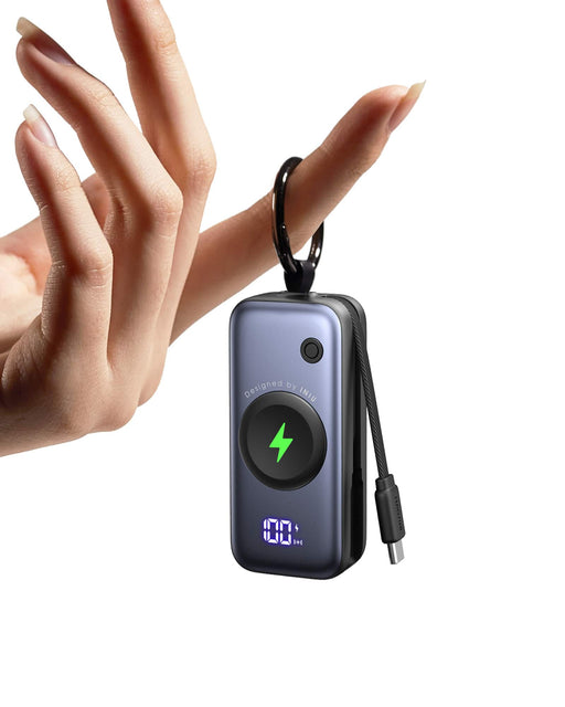 INIU - Mini Portable Charger Power Bank for Apple Watch  iPhone 5000mAh 20W PD Fast Charging with Built-in Cable - Black
