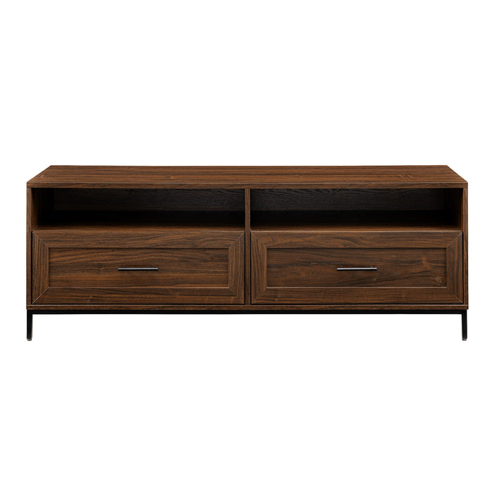 Walker Edison - Contemporary 2-Drawer TV Stand for Most TVs up to 60 - Dark Walnut