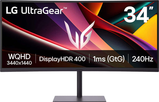 LG - UltraGear 34" WQHD 240Hz 1ms FreeSync Premium Gaming Monitor with DisplayHDR 400 (HDMI DisplayPort USB-C) - Black