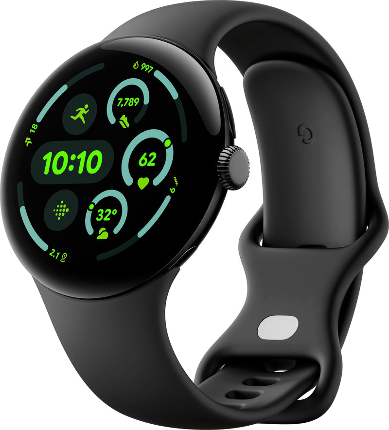 Google - Pixel Watch 3 (45mm) Smartwatch with Obsidian Band - Wi-Fi - Matte Black - (2024)