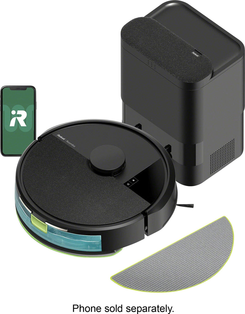iRobot - Roomba 105 Combo Vacuum  Mop + AutoEmpty Dock - Self-Empties 75 Days Intense Power-Lifting Suction LiDAR Navigation - Black