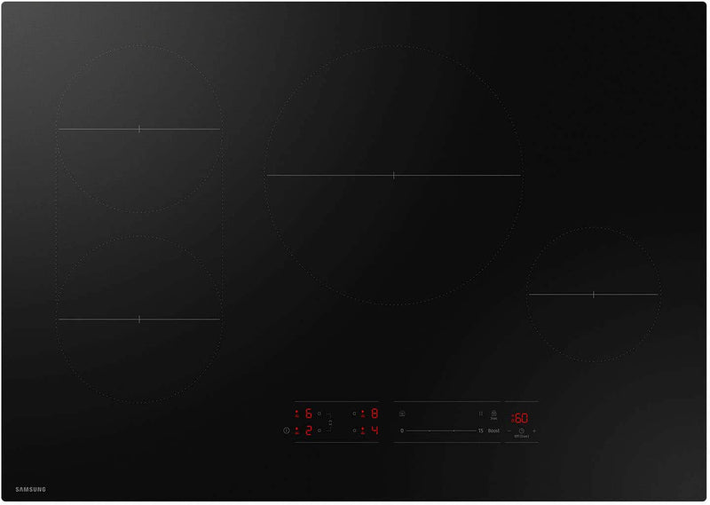 Samsung - 30" Induction Cooktop with Anti-Scratch Matte Glass and Sync Burners - Black