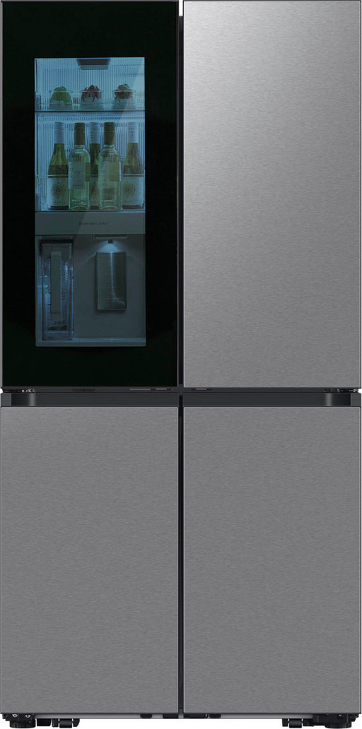 Samsung - Bespoke 29 Cu. Ft. 4-Door Flex French Door Refrigerator with Beverage Zone and Auto Open Door - White Glass