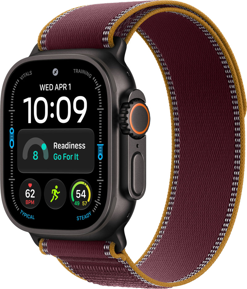 Apple Watch Ultra 4 GPS + Cellular 49mm Titanium Case with Burgundy Trail Loop - S/M - Black - (2026)