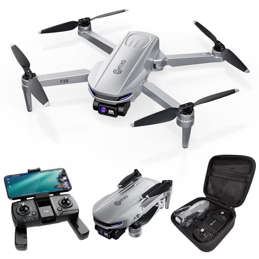 Contixo - F28 Stratus 2K GPS Drone with Intelligent Flight Modes 26-Min Flight Brushless Motors  Carrying Case - Silver