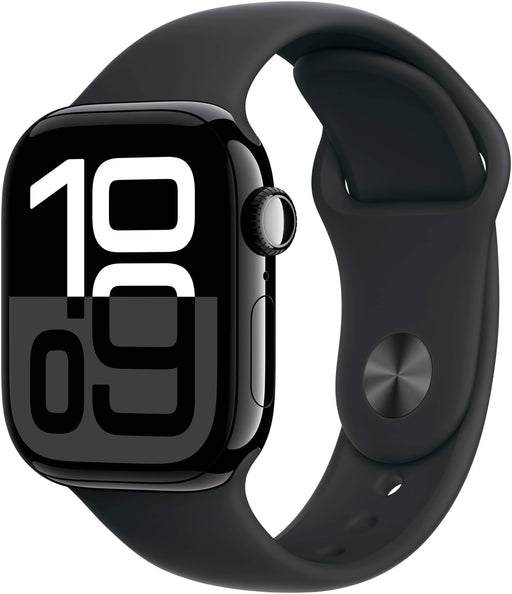 Apple Watch Series 10 (GPS) 42mm Aluminum Case with Black Sport Band - M/L - Jet Black