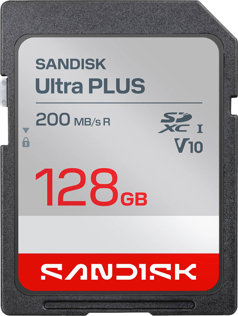 SanDisk - 128GB Ultra PLUS SDXC UHS-I Memory Card Read Speeds up to 200MB/s