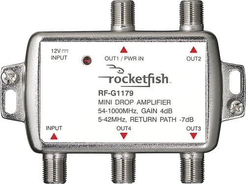 Rocketfish - 4 Output Coaxial Amplifier - Silver