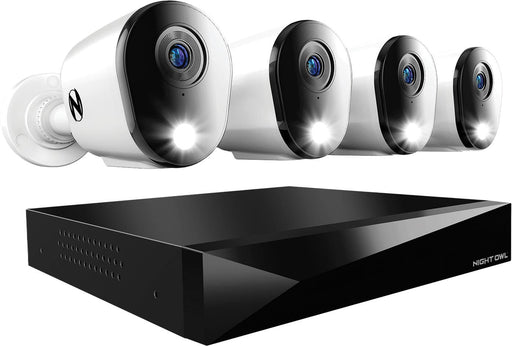 Night Owl - 8 channel 2K (4MP) DVR with 4 (4MP) cameras and 2tb storage expandable up to 4 additional Wi-Fi cameras - White