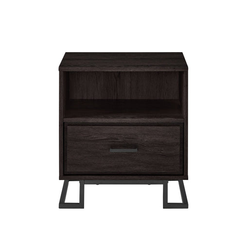 Walker Edison - Contemporary 1-Drawer Metal and Wood Nightstand - Charcoal