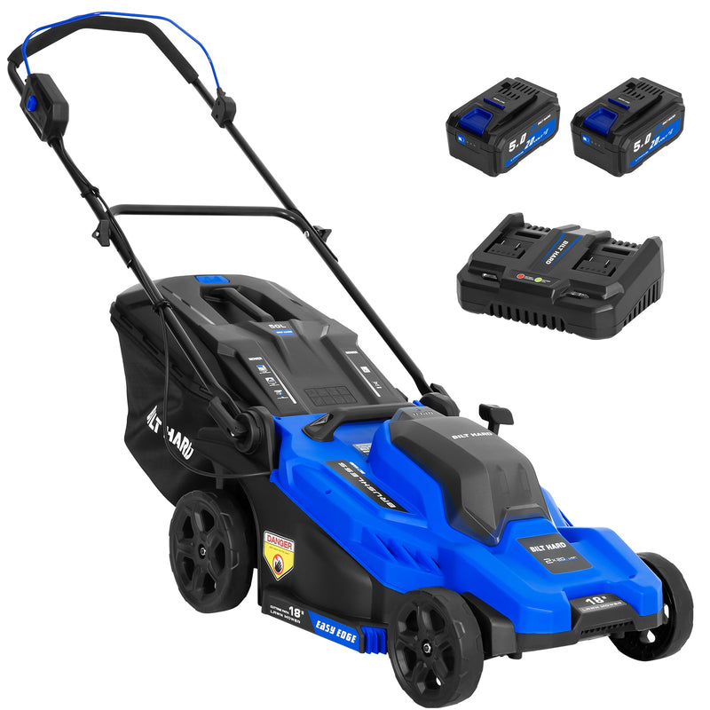 BILT HARD  40-volt 18-in Push Behind Battery Cordless Electric Lawn Mower with (2 x 20-volt) 5 Ah Battery Included