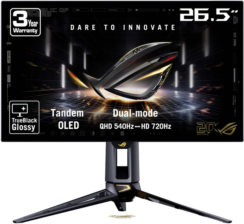ASUS - ROG Swift 27" Dual Mode (2K 540Hz HD 720Hz) OLED 0.02ms Gaming Monitor with FreeSync Premium Pro and HDR - 20th Edition