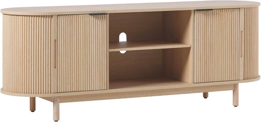 Walker Edison - Modern Reeded 60 TV Stand with Open and Concealed Storage - Costal Oak