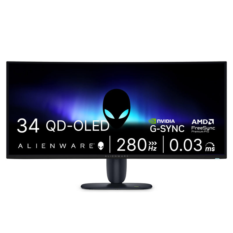 Alienware - 34" UWQHD QD-OLED 280Hz .03ms FreeSync Premium Pro and G-SYNC Compatible Curved Gaming Monitor w/HDR (HDMI DisplayPort) - Black