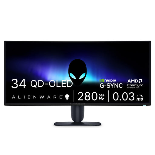 Alienware - 34" UWQHD QD-OLED 280Hz .03ms FreeSync Premium Pro and G-SYNC Compatible Curved Gaming Monitor w/HDR (HDMI DisplayPort) - Black