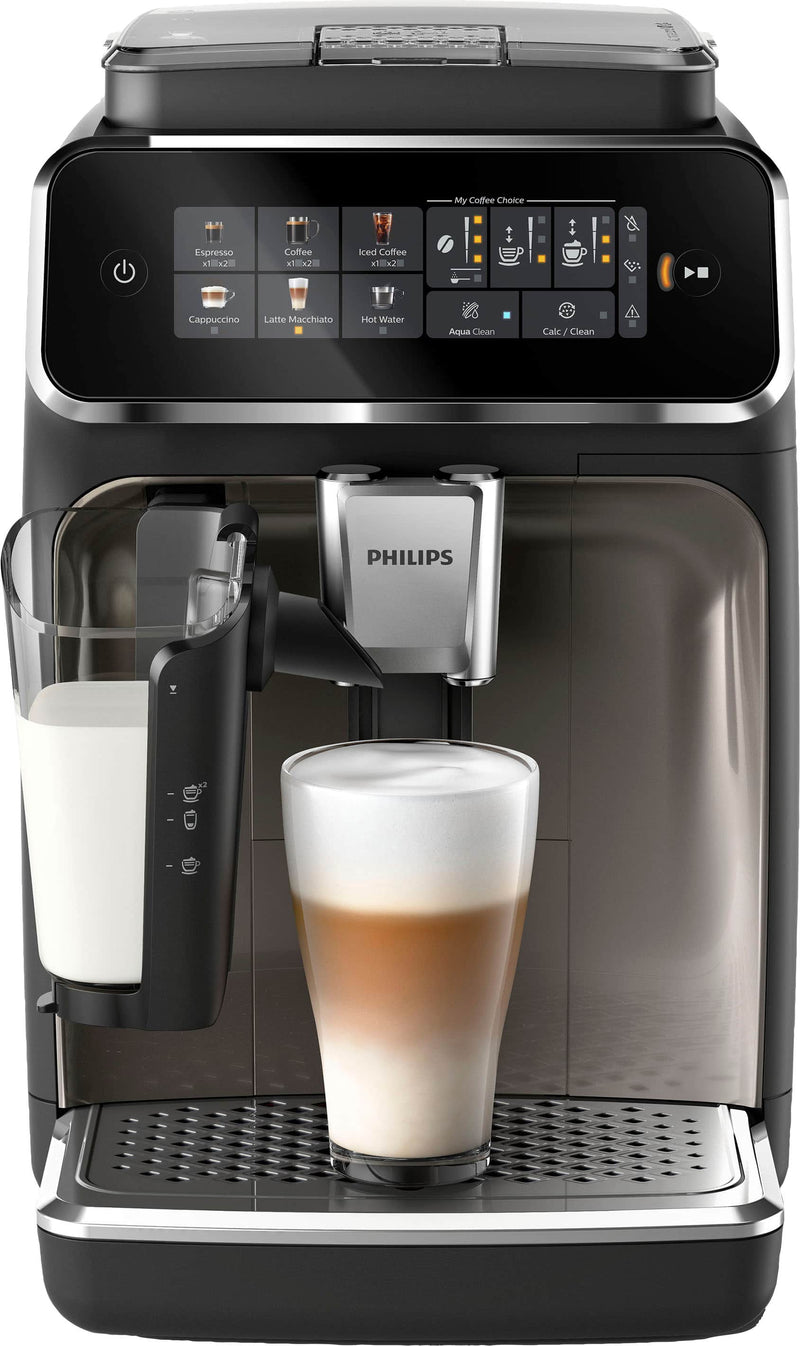 Philips - 3300 Fully Automatic Espresso and Coffee Machine with LatteGo Milk Frother Black and Chrome - Black/Silver