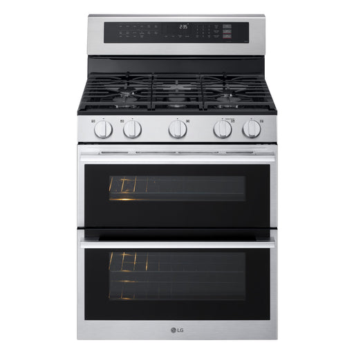 LG - 6.9 Cu. Ft. Slide-In Double Oven Gas True Convection Smart Range with EasyClean and UltraHeat 20K BTU Burner - Stainless Steel