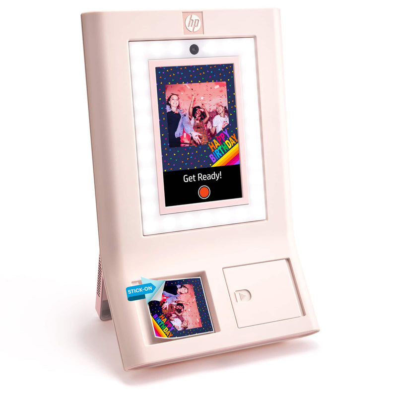 HP Sprocket Photobooth 3" x 4" Color Photo Printer with Touch Screen LED Ring Light  Wi-Fi - Pink