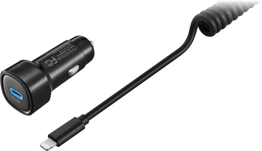 Insignia - 20W 4 ft. Car Charger Kit for Apple iPhone iPad and iPod - Black