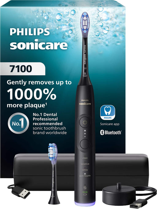 Philips Sonicare - 7100 Electric Toothbrush - Next-Generation Sonicare Technology 12 Brushing Settings Travel Case - Black