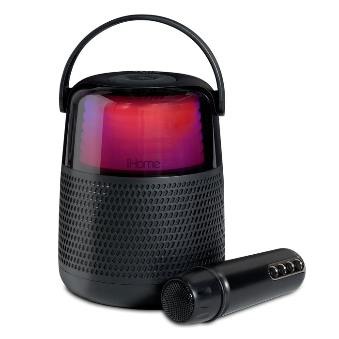 iHome - Bluetooth Color Changing Party Speaker with Wireless Microphone - Black