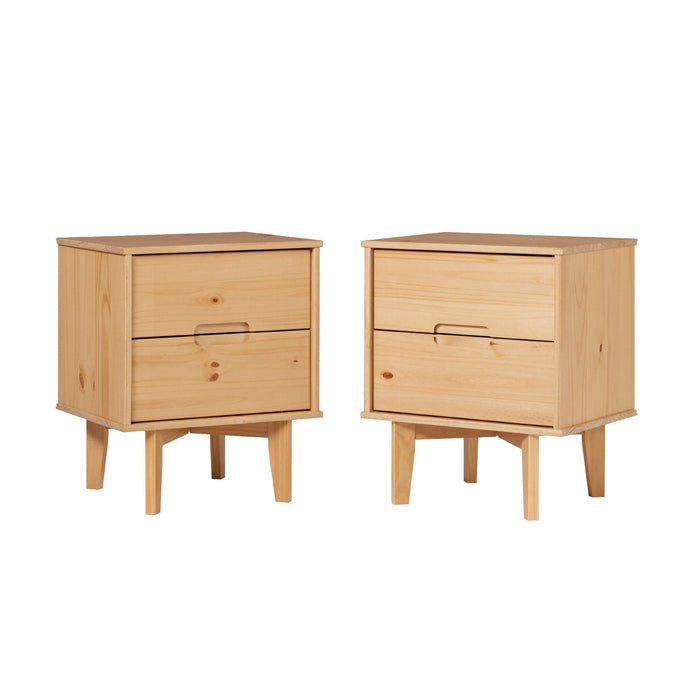 Walker Edison - Retro 2-Piece 2-Drawer Nightstand Set - Natural Pine