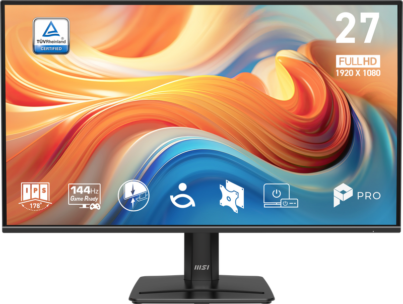 MSI - PRO MP272 E14C 27" IPS LCD FHD 144Hz 1ms FreeSync Business Monitor HDR ready with Built-in Speakers (USB-C HDMI) - Black