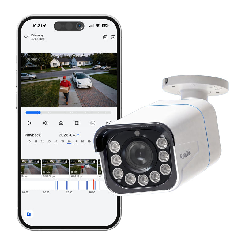 Reolink - 4K 8MP PoE Wired Outdoor Bullet Security IP Camera with 5X Optical Zoom Color Night Vision - White