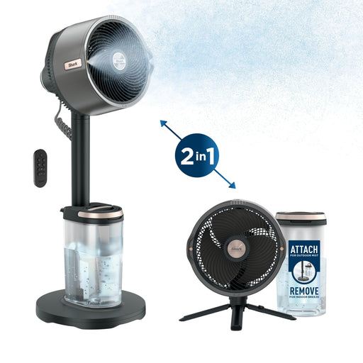 Shark - FlexBreeze Pro Mist - Indoor  Outdoor Fan with Misting System Corded or Cordless - Charcoal Grey