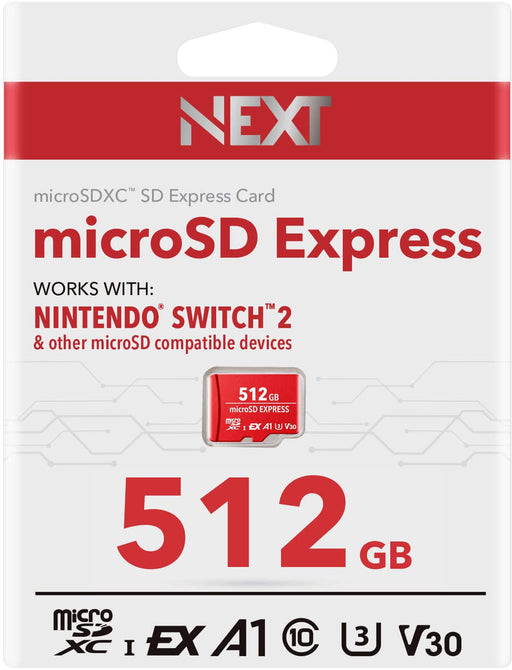 NEXT - Express 512GB microSD PCIe 3.1 NVMe UHS-I Memory Card works with Nintendo Switch 2