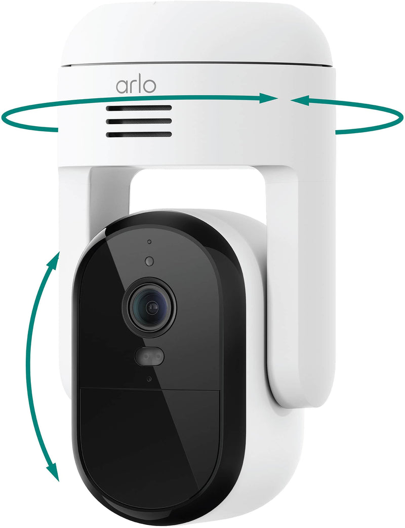 Arlo - Essential Pan Tilt Outdoor Security Camera 2K (2025 Release) - Wired Plug-In Powered 1-Cam - White