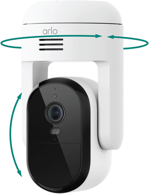 Arlo - Essential Pan Tilt Outdoor Security Camera 2K (2025 Release) - Wired Plug-In Powered 1-Cam - White
