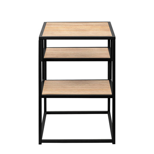 Walker Edison - Modern Minimal Side Table with Floating Shelves - Coastal Oak