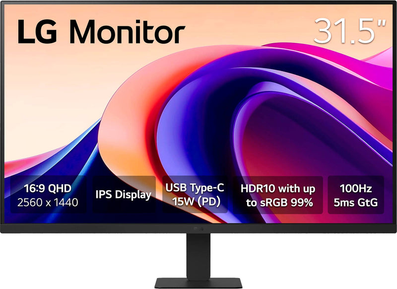 LG - 32" Monitor QHD IPS 100Hz with HDR10 (HDMI USB-C) - Black