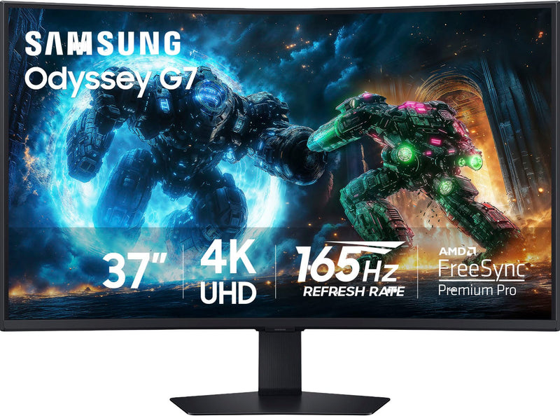 Samsung - 37" Odyssey G75F 4K 165Hz 1ms AMD FreeSync Prem Pro Curved Gaming Monitor with HDR 600 (DisplayPort HDMI) - Black