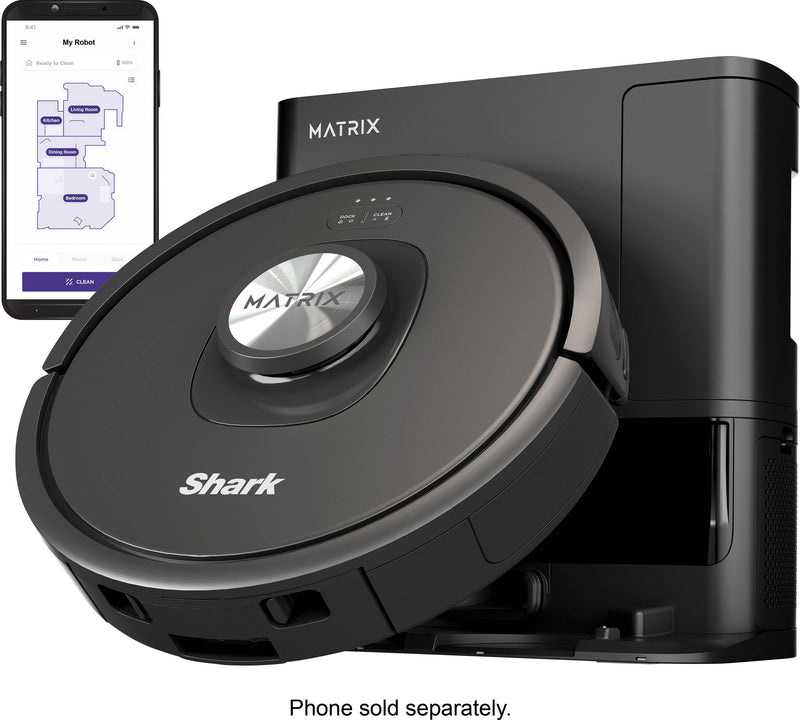 Shark - Matrix Self Empty Robot Vacuum with Bagless 45-Day Capacity Base Self-Cleaning Brushroll Precision Mapping - Black