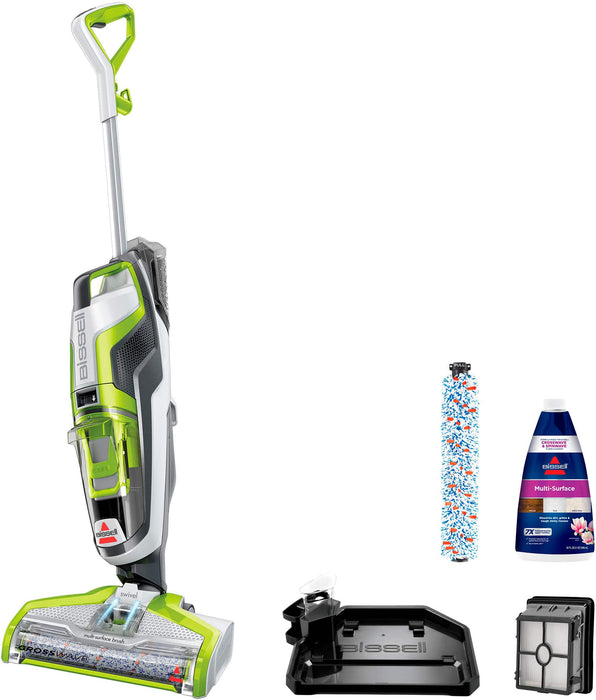 BISSELL - CrossWave Multi-Surface Wet Dry Upright Vacuum - Molded White Titanium and Cha Cha Lime Green