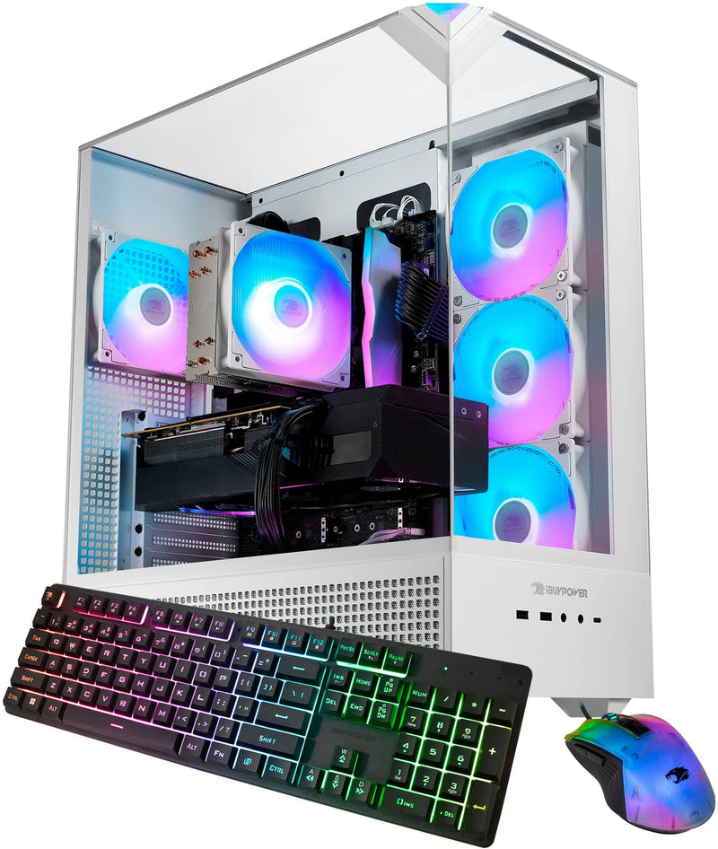 iBUYPOWER - Element Gaming Desktop PC - AMD Ryzen 7 8700F NVIDIA GeForce RTX 5060 8GB 16GB DDR5 RGB1TB NVMe - White