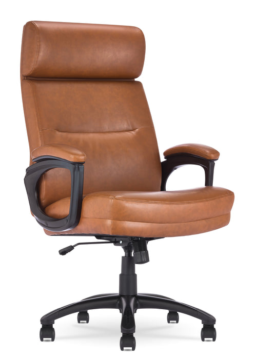 Serta - Comfort Big and Tall Modern Bonded Leather Executive Office Chair - Cognac