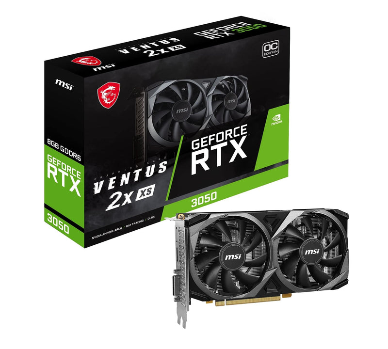 MSI - NVIDIA RTX 3050 VENTUS 2X XS 8G OC - 8GB GDDR6 - PCI Express 4.0 - Graphics Card - Black