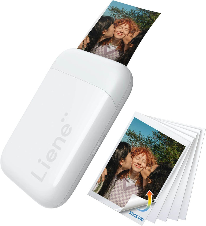 Liene - Pearl K100 2x3 Inch Wireless Photo Printer with 10 Sheets Zink Photo Paper - White