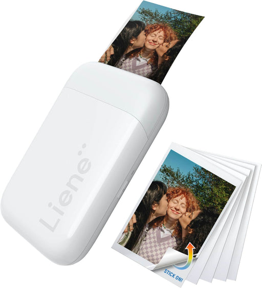Liene - Pearl K100 2x3 Inch Wireless Photo Printer with 10 Sheets Zink Photo Paper - White