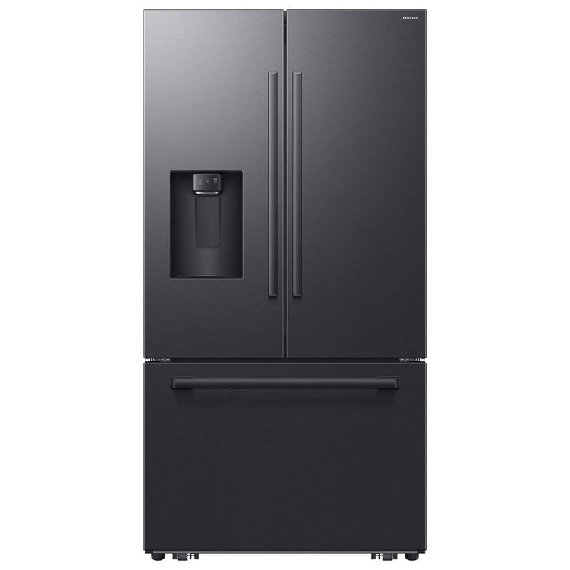 Samsung - 36 in. Wide Bespoke AI 29 cu. ft. 3-Door French Door Refrigerator with Zero Clearance Fit  Sphere Ice - Matte Black Steel