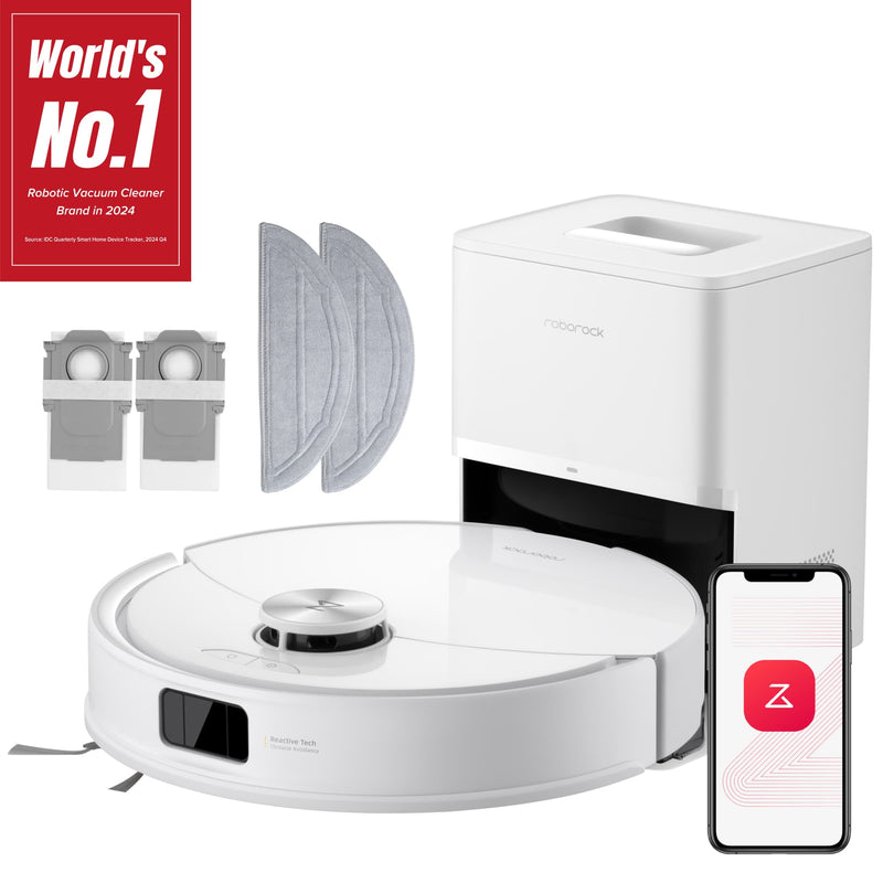 Roborock - Q10 VF+ Robot Vacuum  Mop w/Vibrating  Liftable MopSelf-Empty DockAnti-Tangle BrushReactive Tech Obstacle Avoidance - White