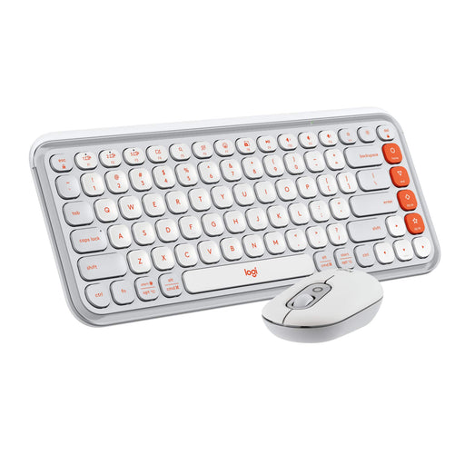 Logitech POP Icon Combo - keyboard and mouse set - QWERTY - English - off-white orange Input Device