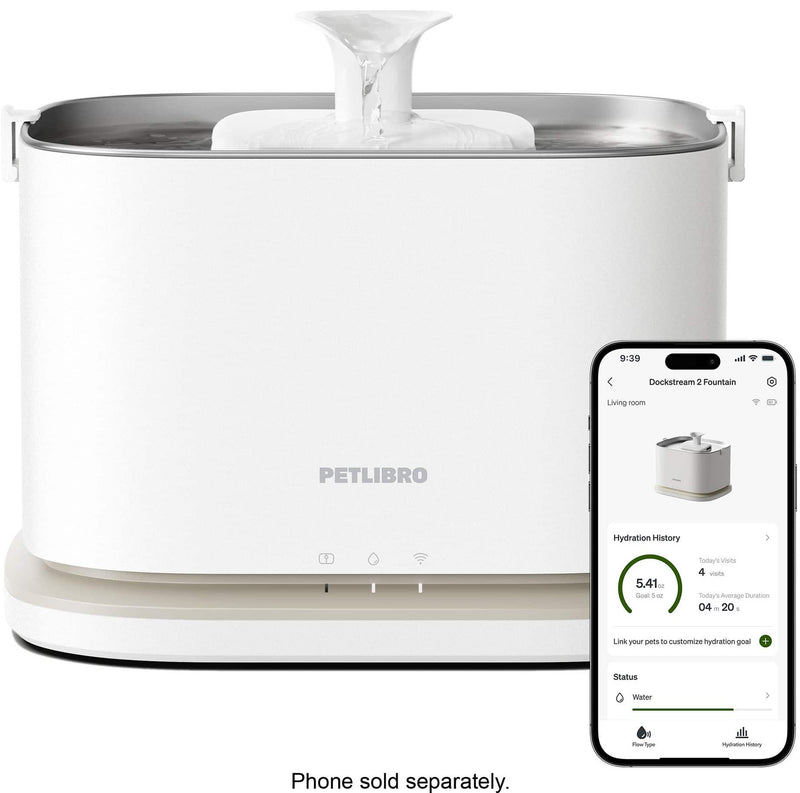 PETLIBRO - Dockstream 2 Smart Fountain App Monitoring 3L Pet Water Fountain - White / Ivory