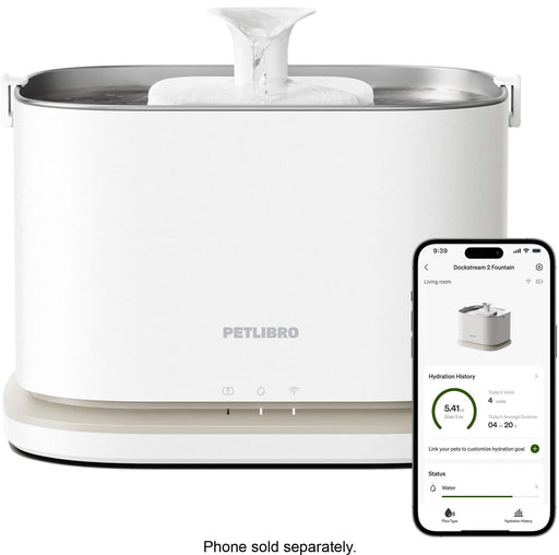 PETLIBRO - Dockstream 2 Smart Fountain App Monitoring 3L Pet Water Fountain - White / Ivory